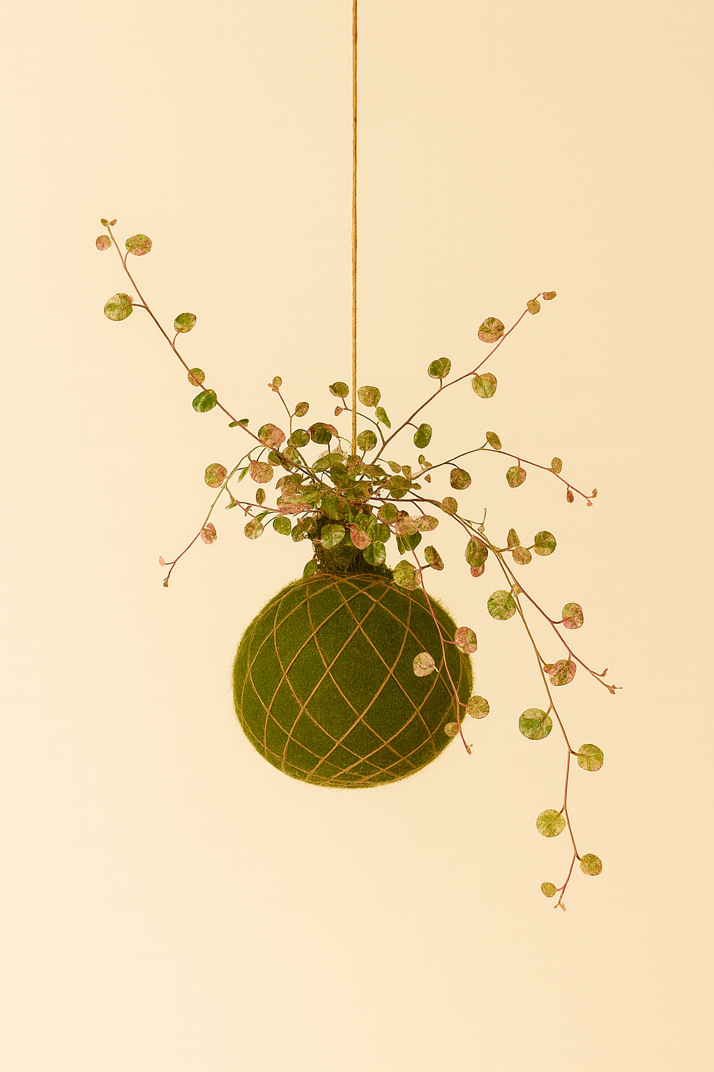 Kokedama | Muehlenbeckia complexa Mao'ri 'Pink Camouflage'