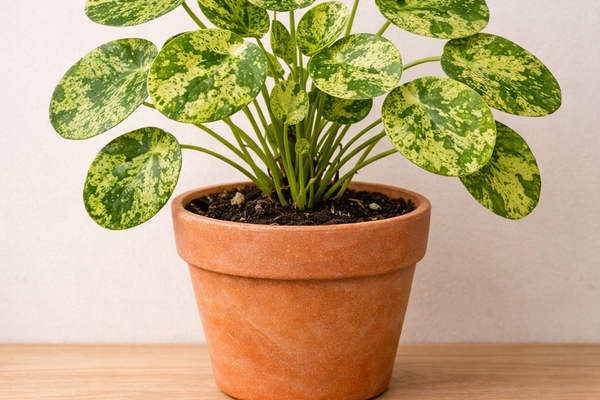 La Pilea Peperomioides: versione monete variegate
