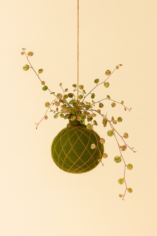 Kokedama | Muehlenbeckia complexa Mao'ri 'Pink Camouflage'